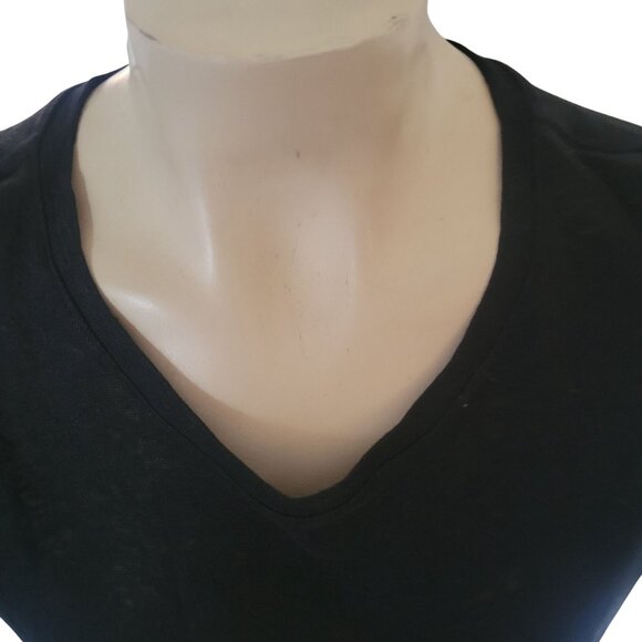 Who What Wear Black Linen Semi-Sheer Lightweight Short Sleeve Womens‎ Top Size L - Picture 2 of 6